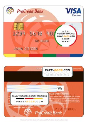 Moldova ProCredit bank visa electron credit card template in PSD format, fully editable Moldova ProCredit bank visa electron credit card template in PSD format, fully editable