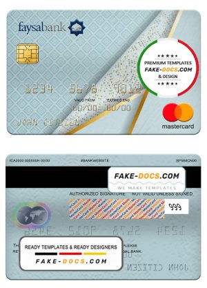 Pakistan Faysal bank mastercard, fully editable template in PSD format Pakistan Faysal bank mastercard, fully editable template in PSD format