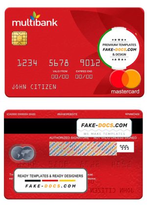 Panama Multibank mastercard, fully editable template in PSD format Panama Multibank mastercard, fully editable template in PSD format