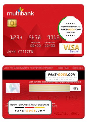 Panama Multibank visa electron card, fully editable template in PSD format Panama Multibank visa electron card, fully editable template in PSD format