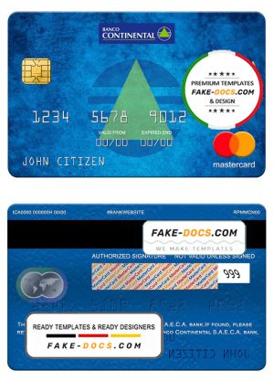 Paraguay Banco Continental S.A.E.C.A. bank mastercard, fully editable template in PSD format Paraguay Banco Continental S.A.E.C.A. bank mastercard, fully editable template in PSD format