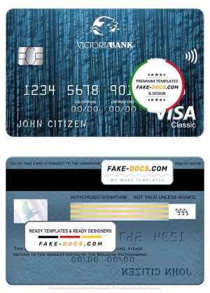 Moldova Victoriabank visa classic card, fully editable template in PSD format Moldova Victoriabank visa classic card, fully editable template in PSD format