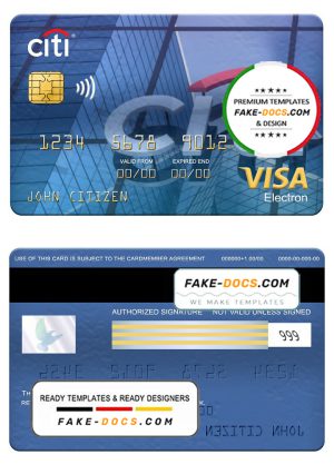 Peru Citibank mastercard, fully editable template in PSD format