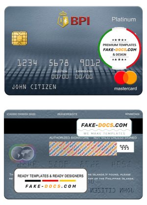 Philippines Bank of the Philippine mastercard platinum, fully editable template in PSD format Philippines Bank of the Philippine mastercard platinum, fully editable template in PSD format