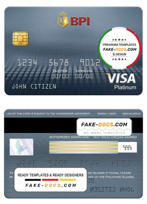 Philippines Bank of the Philippine visa platinum card, fully editable template in PSD format Philippines Bank of the Philippine visa platinum card, fully editable template in PSD format