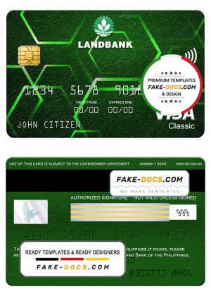 Philippines Land bank visa classic card, fully editable template in PSD format Philippines Land bank visa classic card, fully editable template in PSD format