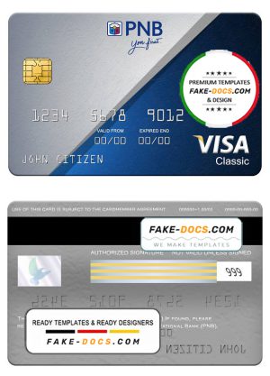 Philippines National Bank (PNB) visa classic card, fully editable template in PSD format Philippines National Bank (PNB) visa classic card, fully editable template in PSD format
