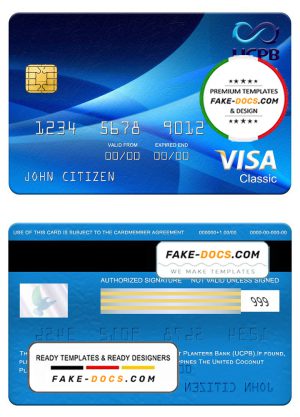 Philippines The United Coconut Planters Bank (UCPB) visa classic card, fully editable template in PSD format Philippines The United Coconut Planters Bank (UCPB) visa classic card, fully editable template in PSD format
