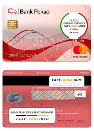 Poland bank Pekao S.A bank mastercard, fully editable template in PSD format Poland bank Pekao S.A bank mastercard, fully editable template in PSD format