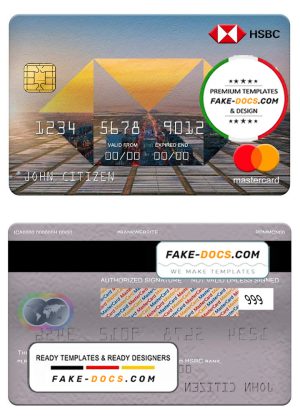 Poland HSBC bank mastercard, fully editable template in PSD format