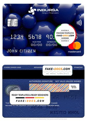 Mexico Inbursa bank mastercard, fully editable template in PSD format Mexico Inbursa bank mastercard, fully editable template in PSD format