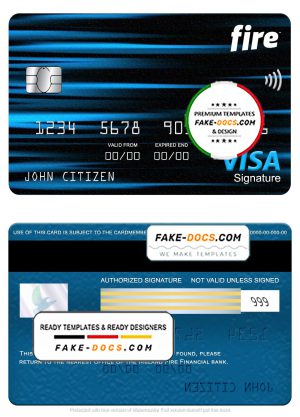 Ireland Fire Financial Services Limited the Observatory bank visa signature card, fully editable template in PSD format Ireland Fire Financial Services Limited the Observatory bank visa signature card, fully editable template in PSD format