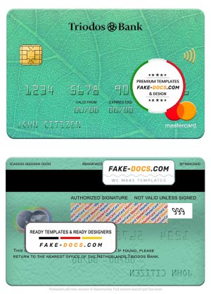 Netherlands Triodos bank mastercard, fully editable template in PSD format Netherlands Triodos bank mastercard, fully editable template in PSD format