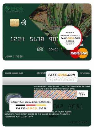 Angola Comercial Bank mastercard template in PSD format, fully editable