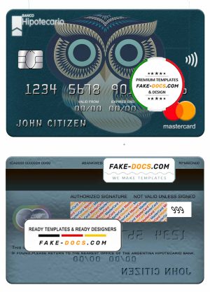 Argentina Hipotecario bank mastercard template in PSD format