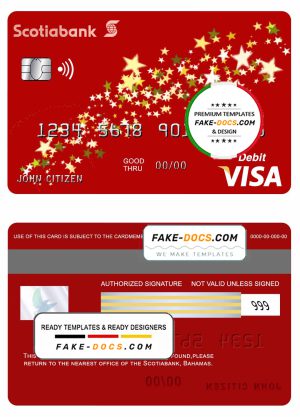 Bahamas Scotia bank visa debit card template in PSD format, fully editable