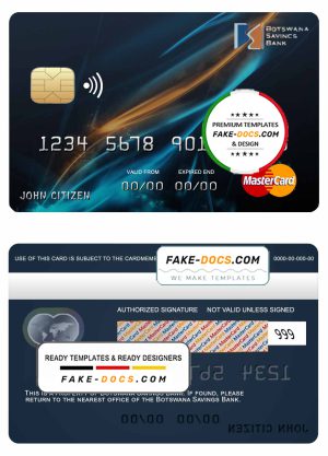Botswana Savings bank mastercard template in PSD format, fully editable