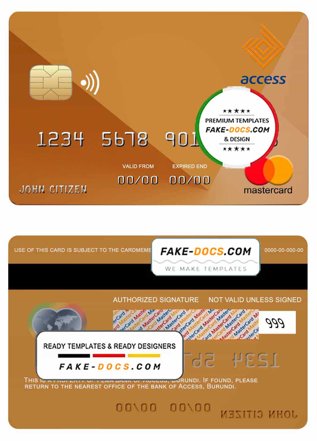 Burundi Access bank mastercard credit card template in PSD format, fully editable Burundi Access bank mastercard credit card template in PSD format, fully editable