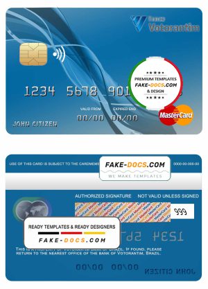 Brazil Votorantim bank mastercard credit card template in PSD format, fully editable
