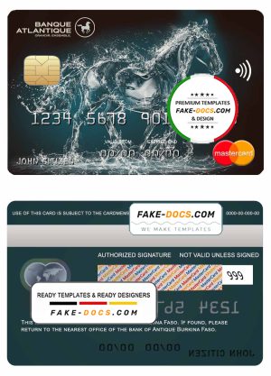 Burkina Faso Atlantique bank mastercard credit card template in PSD format, fully editable