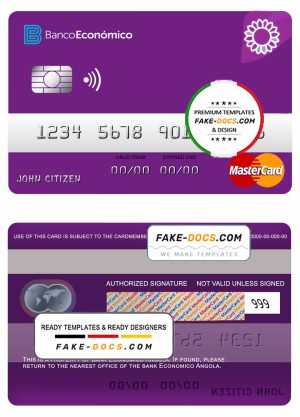 Angola Bank Economio mastercard template in PSD format
