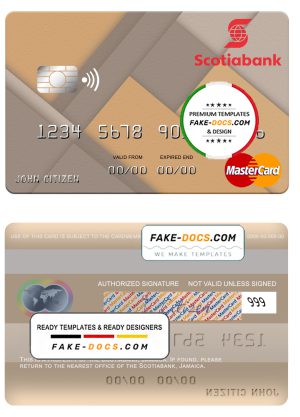 Jamaica Scotiabank mastercard fully editable template in PSD format Jamaica Scotiabank mastercard fully editable template in PSD format