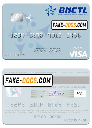 Timor-Leste Banco Nacional de Comércio de Timor-Leste visa debit card template in PSD format