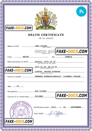 certificate expert vital record death certificate universal PSD template
