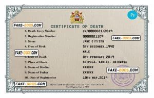 certificate dominate death universal certificate PSD template, completely editable
