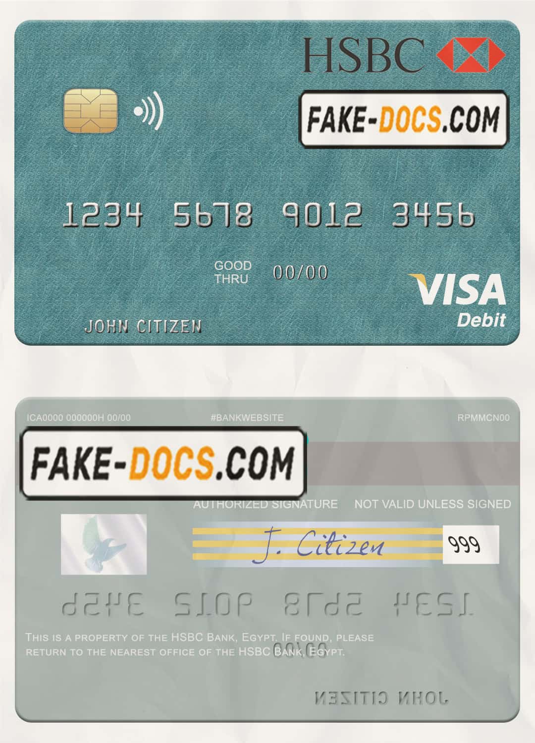 Egypt HSBC Bank visa debit card template in PSD format Egypt HSBC Bank visa debit card template in PSD format