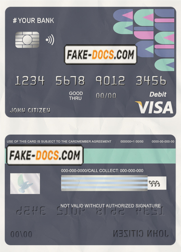 abstractsio universal multipurpose bank visa credit card template in PSD format, fully editable scan