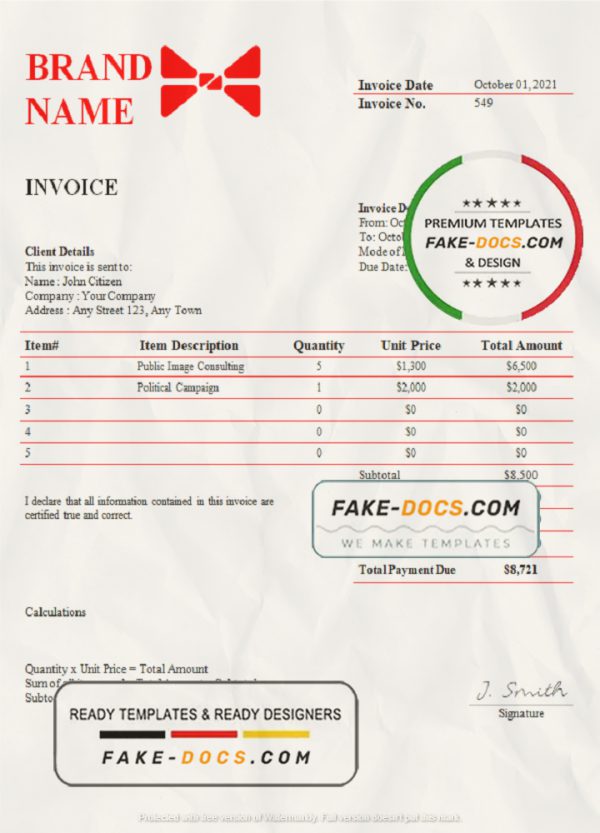 addict stream universal multipurpose invoice template in Word and PDF format, fully editable scan