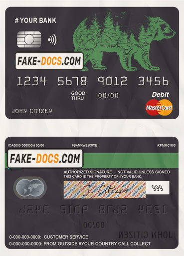 alpine bear universal multipurpose bank mastercard debit credit card template in PSD format, fully editable scan