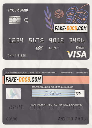 amaze creative universal multipurpose bank visa credit card template in PSD format, fully editable scan