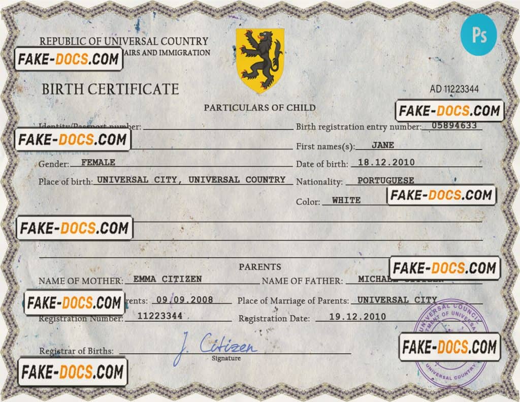 Image 11 for Birth Certificate Fake Template