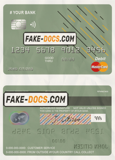 energy line universal multipurpose bank mastercard debit credit card template in PSD format, fully editable scan