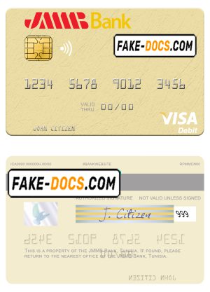Tunisia JMMB Bank visa debit card template in PSD format Tunisia JMMB Bank visa debit card template in PSD format