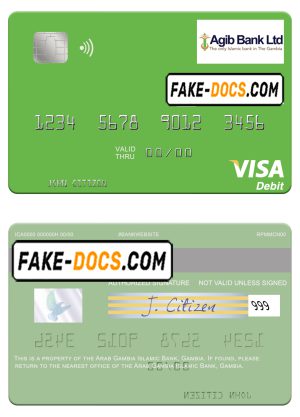 Gambia Arab Gambia Islamic Bank visa debit card template in PSD format