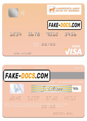 Georgia Bank of Georgia visa debit card template in PSD format