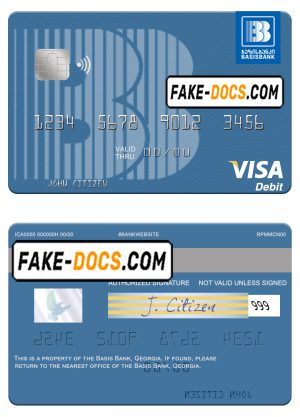 Georgia Basis Bank visa debit card template in PSD format