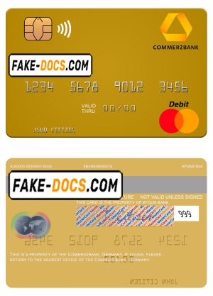 Germany Commerz Bank mastercard template in PSD format