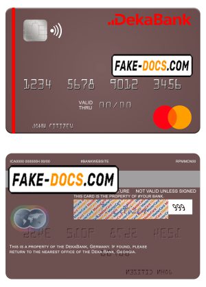 Germany Deka Bank mastercard template in PSD format