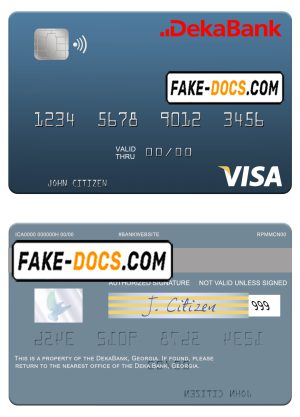 Germany Deka Bank visa debit card template in PSD format