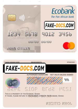 Ghana Ecobank Ghana mastercard template in PSD format