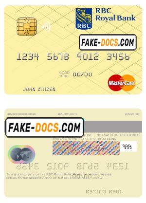 Tunisia RBC Royal Bank mastercard template in PSD format Tunisia RBC Royal Bank mastercard template in PSD format
