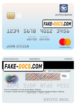 Greece Alpha Bank mastercard template in PSD format