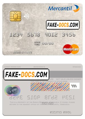 Venezuela Banco Mercantil mastercard template in PSD format