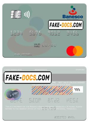 Venezuela Banesco Banco Universal mastercard template in PSD format