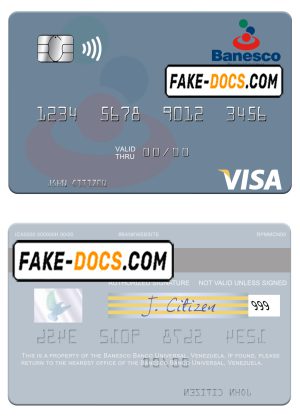 Venezuela Banesco Banco Universal visa debit card template in PSD format