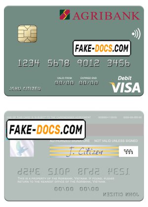 Vietnam Agribank visa debit card template in PSD format